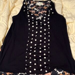Porridge Polka Dot Horse Print Tank Boho Size M